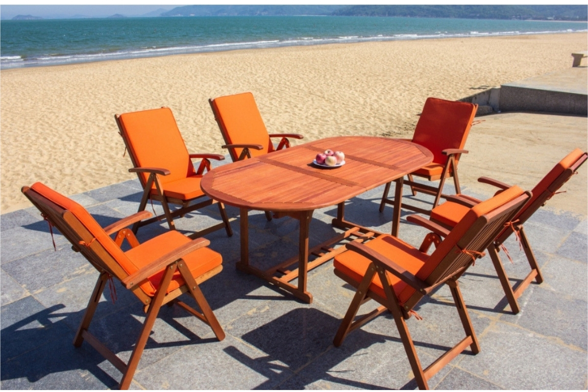 IPRO Solid Wood Outdoor Set, Vanamo Set with Orange cushion